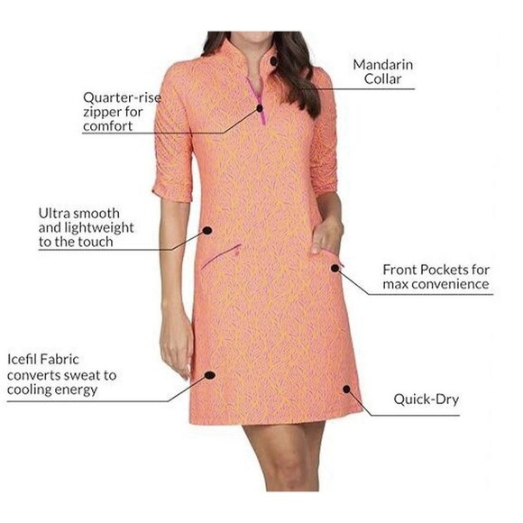 Ibkul Ruched Elbow Sleeve Dress Sally Orange Peel / Hot Pink Size XL NWT - Picture 1 of 11